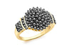 9ct Yellow Gold 1.00t Black Diamond Cluster Ring