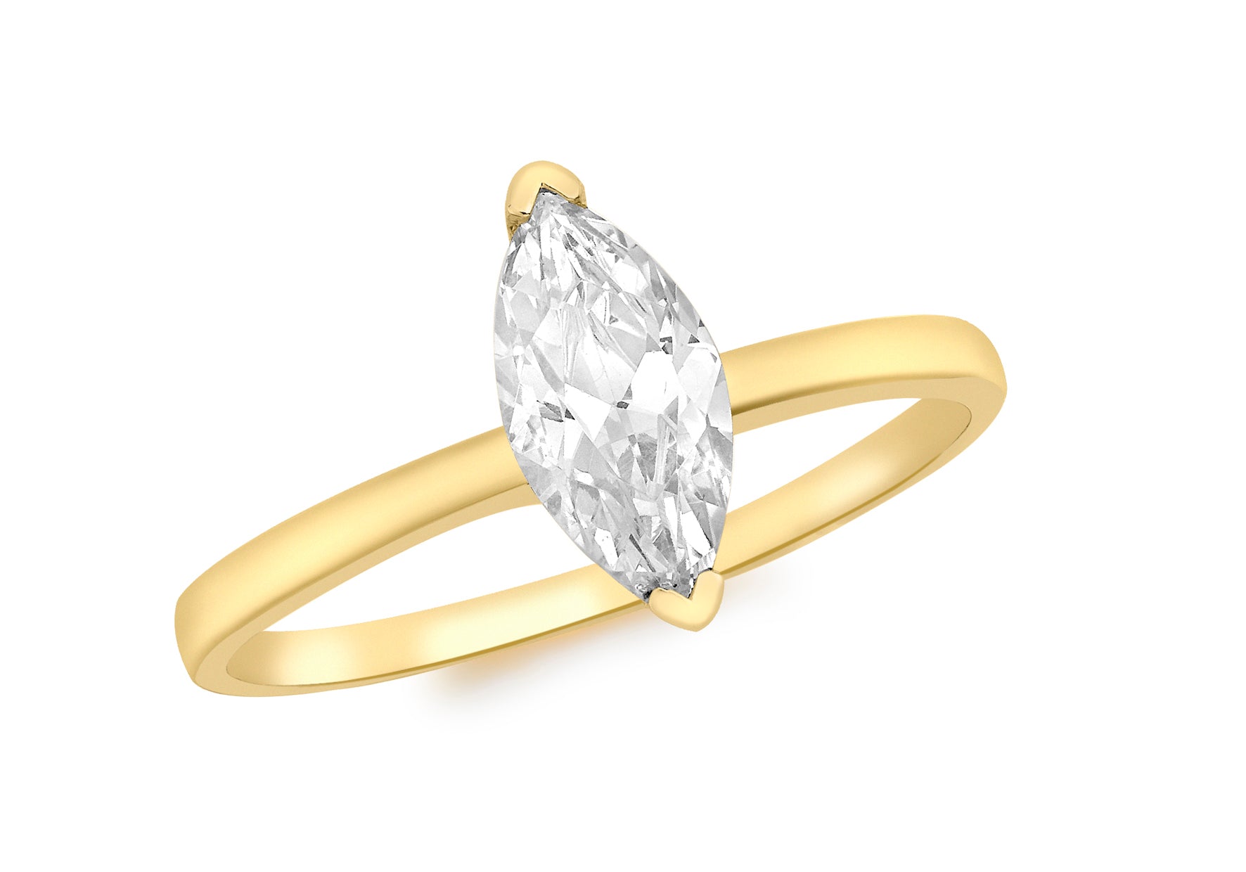 9ct Yellow Gold Zirconia  Marquise Ring