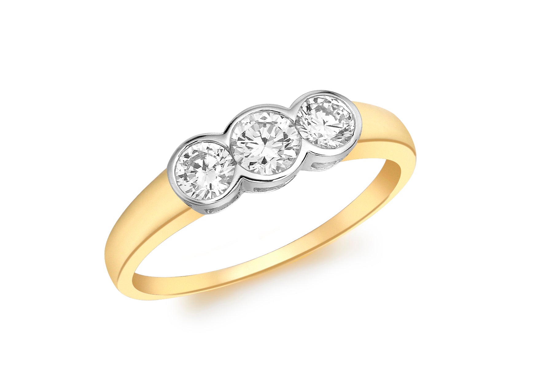 9ct Yellow Gold 3-Stone Zirconia  Ring