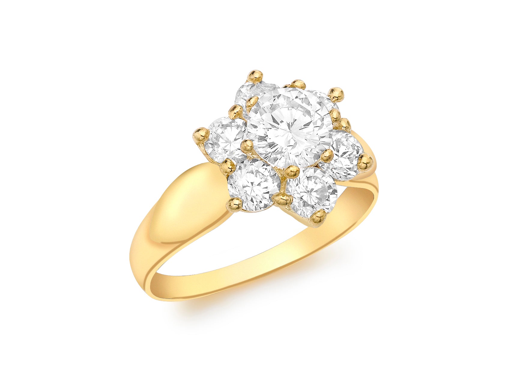 9ct Yellow Gold Zirconia  Cluster Ring