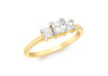 9ct Yellow Gold 3-Stone Square Zirconia  Graduated Ring