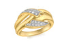 9ct Yellow Gold 0.15t Diamond Wave Ring