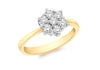 9ct Yellow Gold 0.50ct 7-Stone Diamond Flower Cluster Ring