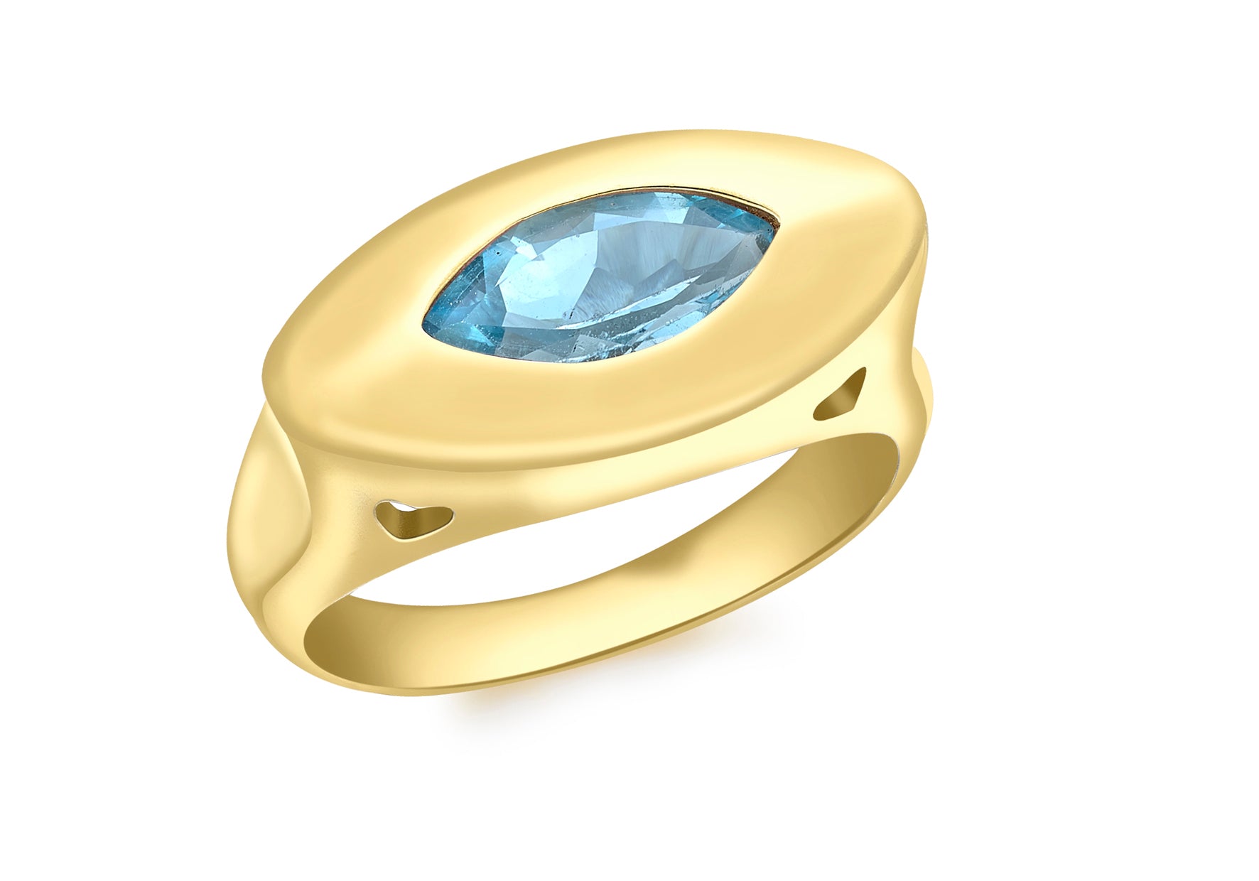 9ct Yellow Gold Marquise Blue Topaz Ring