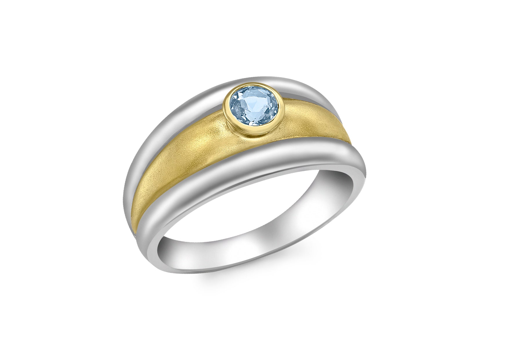 9ct Yellow and White Gold Blue Topaz Ring
