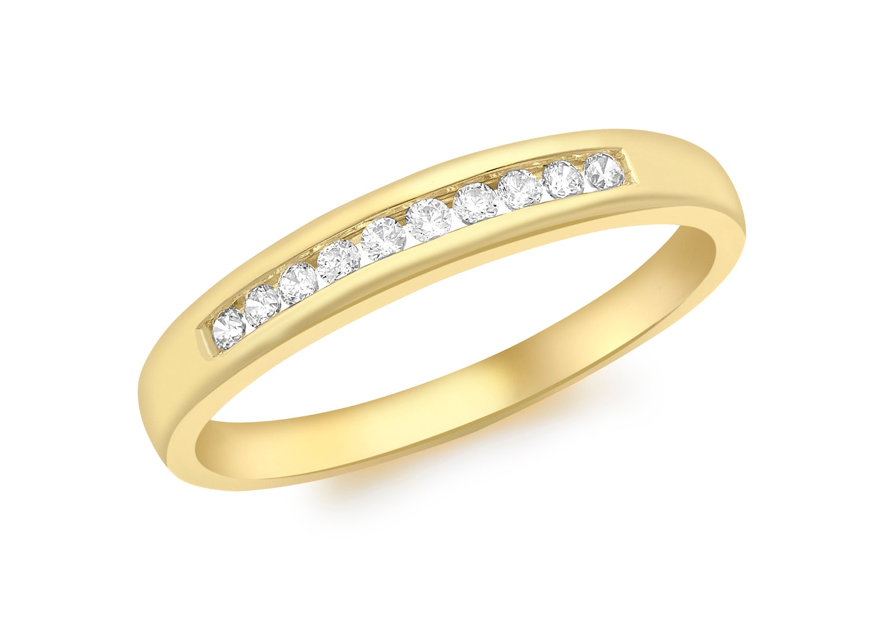 9ct Yellow Gold Zirconia  Channel Set Ring