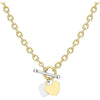 9ct 2-Colour Gold Heart Charm T-Bar Oval Belcher Chain Necklace