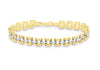 9ct 2-Colour Gold Diamond Cut and Satin Polished Brick Link Bracelet 20m/8"9