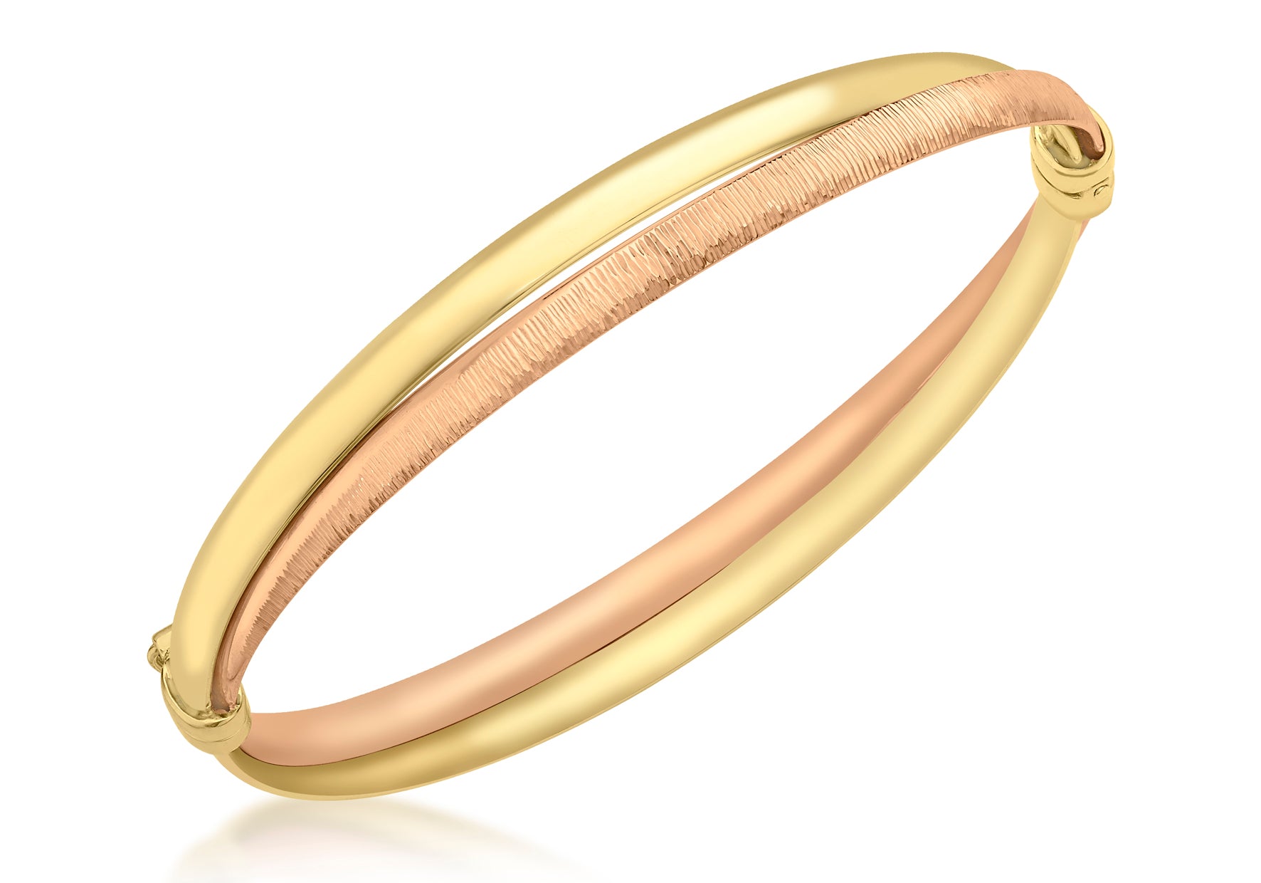 9ct 2-Colour Gold Diamond Cut and Polished Bangle