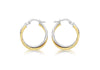 9ct 2-Colour Gold Polished Crossover Creole Earrings
