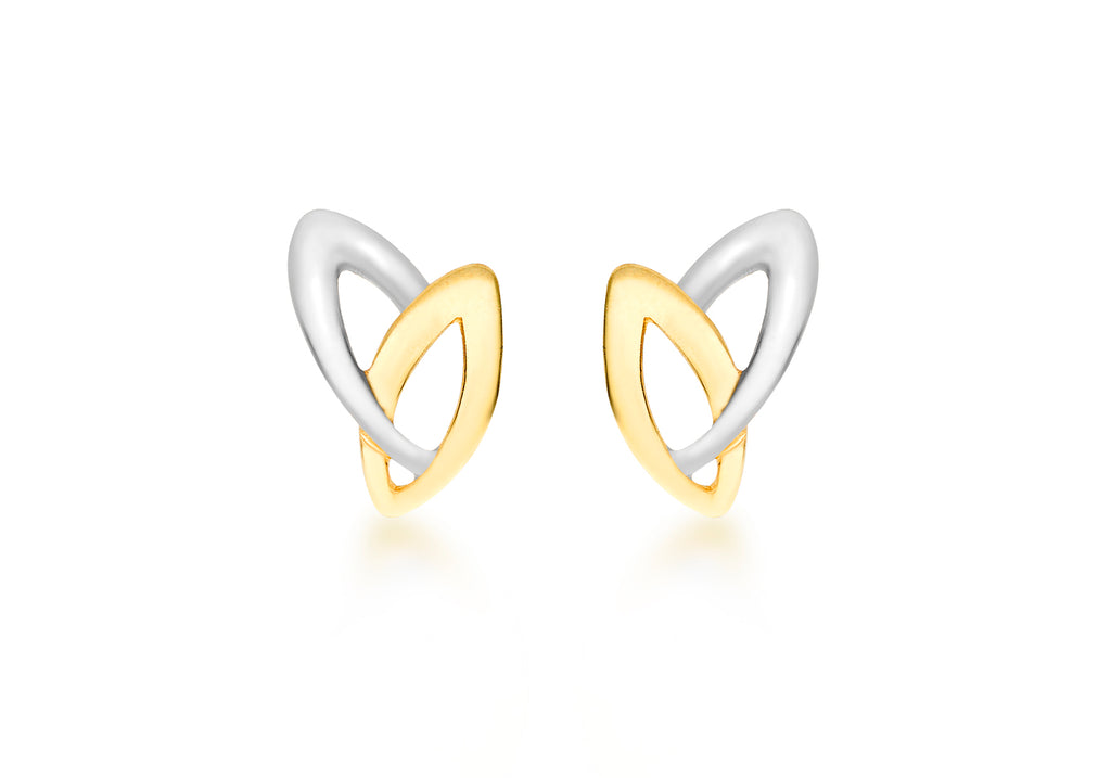 9ct 2-Colour Gold Double Marquise Stud Earrings