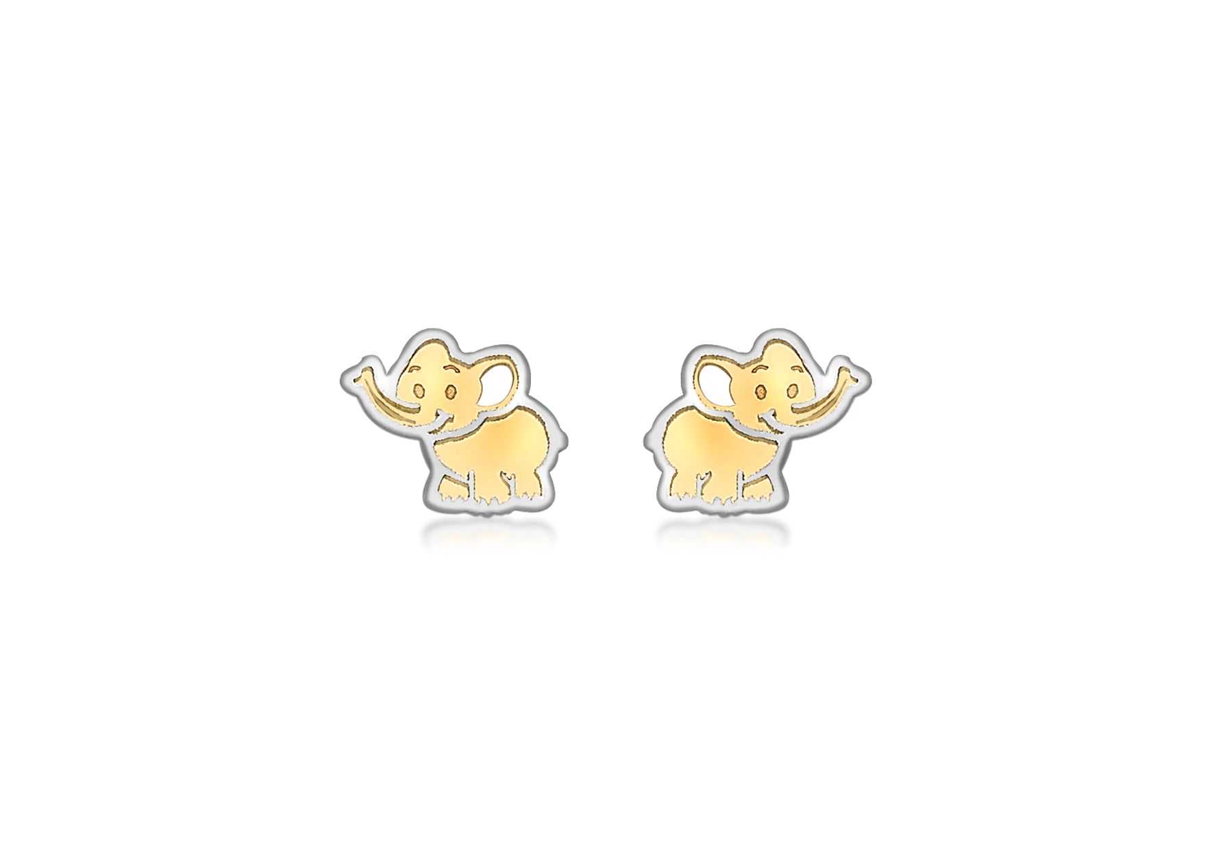 9ct 2-Colour Gold Elephant Stud Earrings