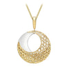 9ct 2-Colour Gold Round Fretwork Pendant