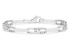 9ct White Gold Zirconia  Rectangular Link Bracelet 19m/7.5"9