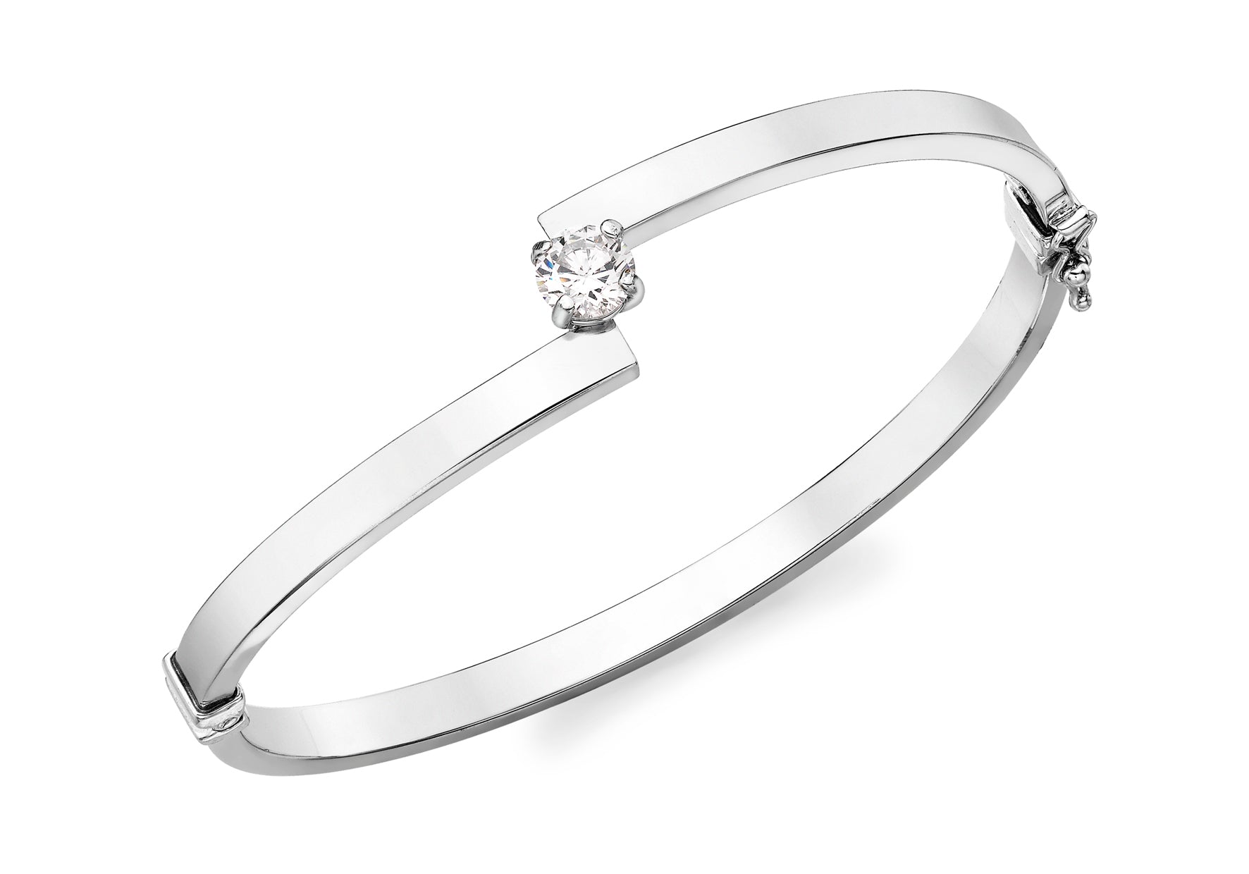 9ct White Gold Zirconia Crossover Bangle