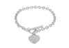 9ct White Gold Oval-Link Belcher T-Bar Heart Bracelet