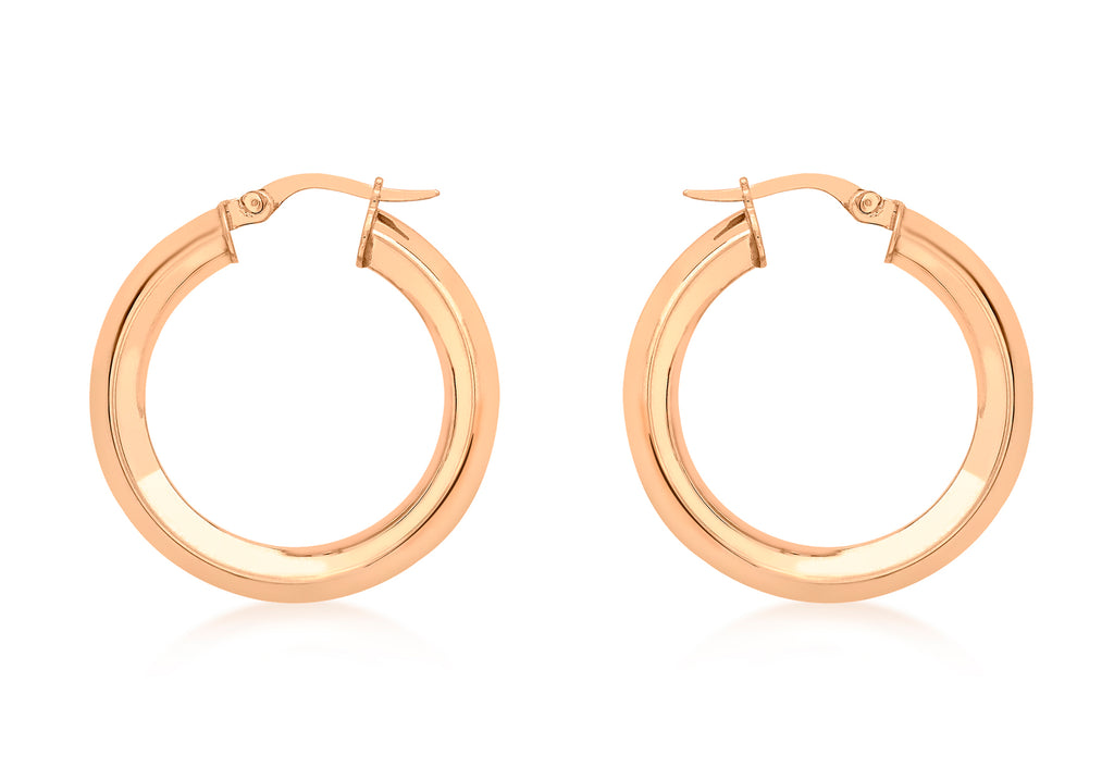 9ct Rose Gold 27mm Square Tube Creole Earrings