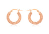 9ct Rose Gold 16mm Textured Creole Earrings