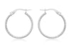 9ct White Gold 18mm Diamond Cut Round Creole Earrings