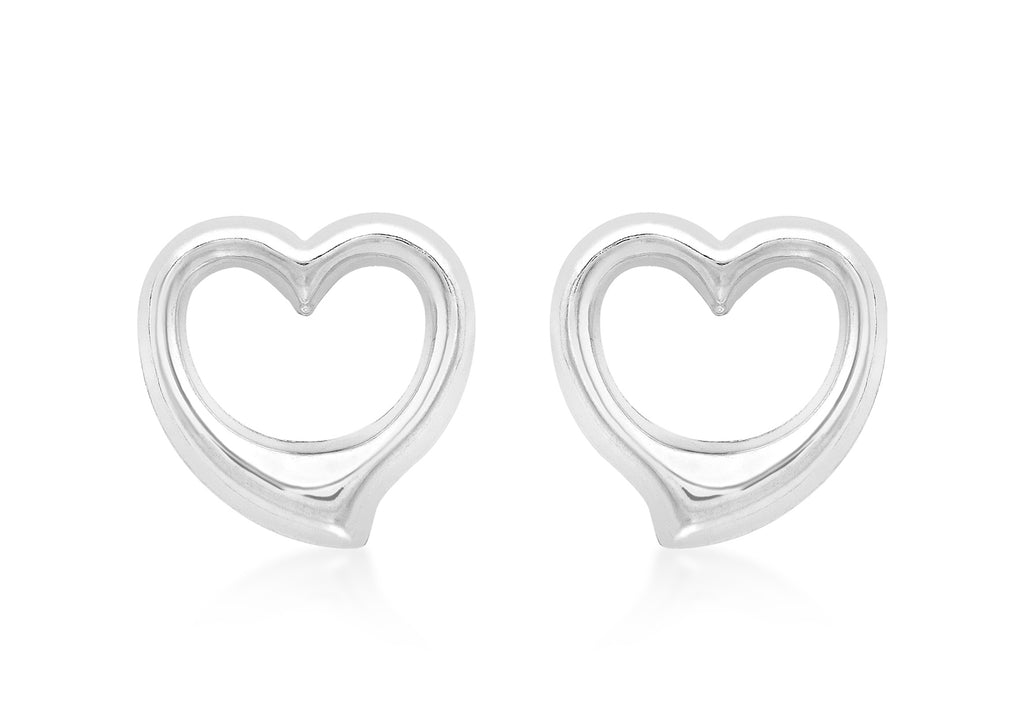 9ct White Gold Heart Stud Earrings
