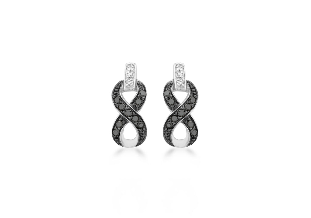 9ct White Gold 0.30t Black and White Diamond Figure 8 Stud Earrings