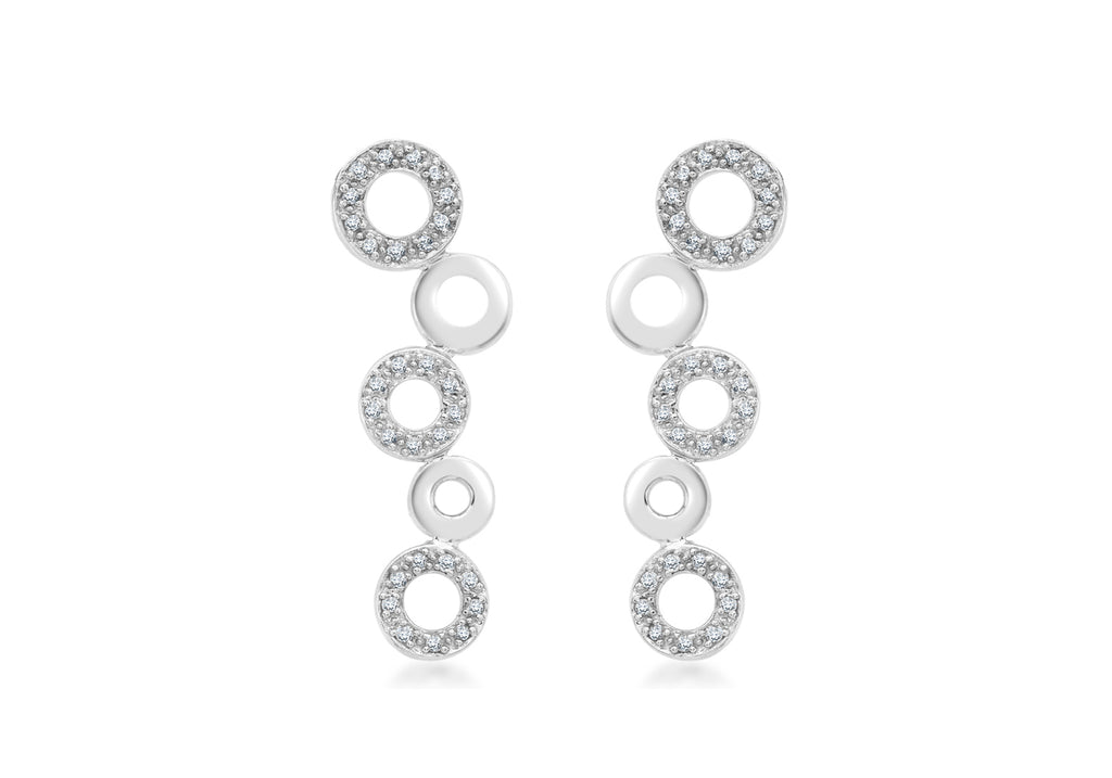 9ct White Gold 0.20t Diamond Circle Drop Earrings
