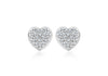 9ct White Gold 0.10ct Pave Set Diamond 6mm x 6mm Heart Stud Earrings