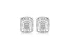 9ct White Gold 0.10ct Diamond Filigree 10mm x 13mm Retangle Stud Earrings