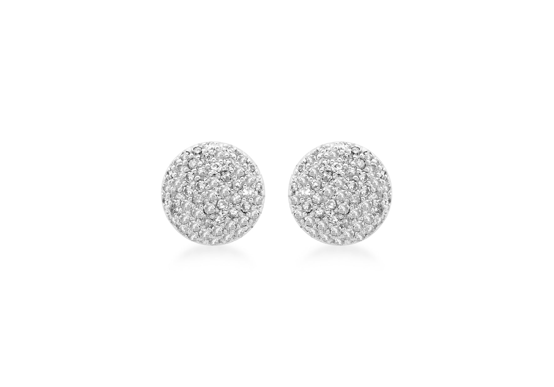 9ct White Gold 0.55t Pave Set Diamond 9mm Round Stud Earrings