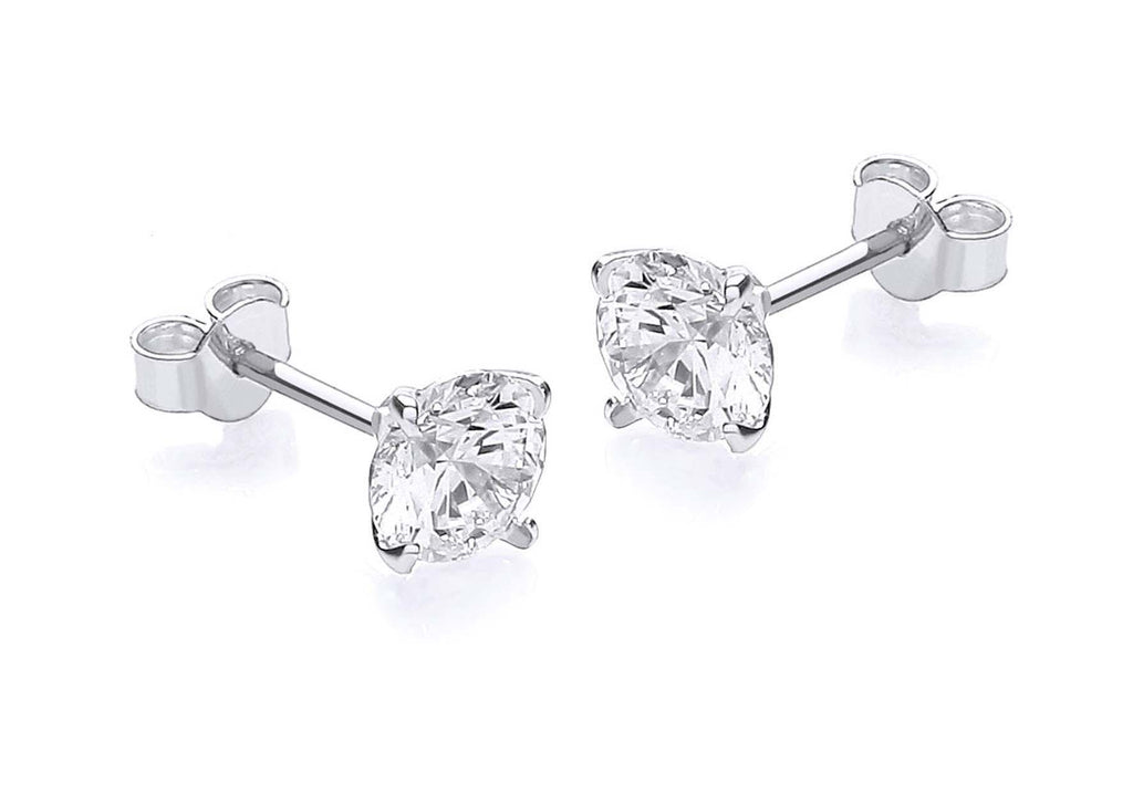 9ct White Gold Round Zirconia  6mm Stud Earrings
