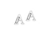 9ct White Gold Zirconia  7mm x 6mm 'A' Initial Stud Earrings