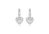 9ct White Gold Zirconia  Hoop with Pave Heart Drop Earrings