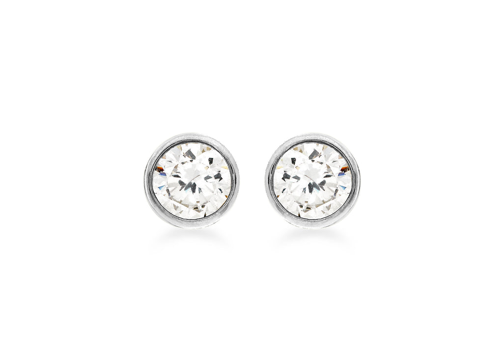 9ct White Gold 5mm Zirconia  Stud Earrings