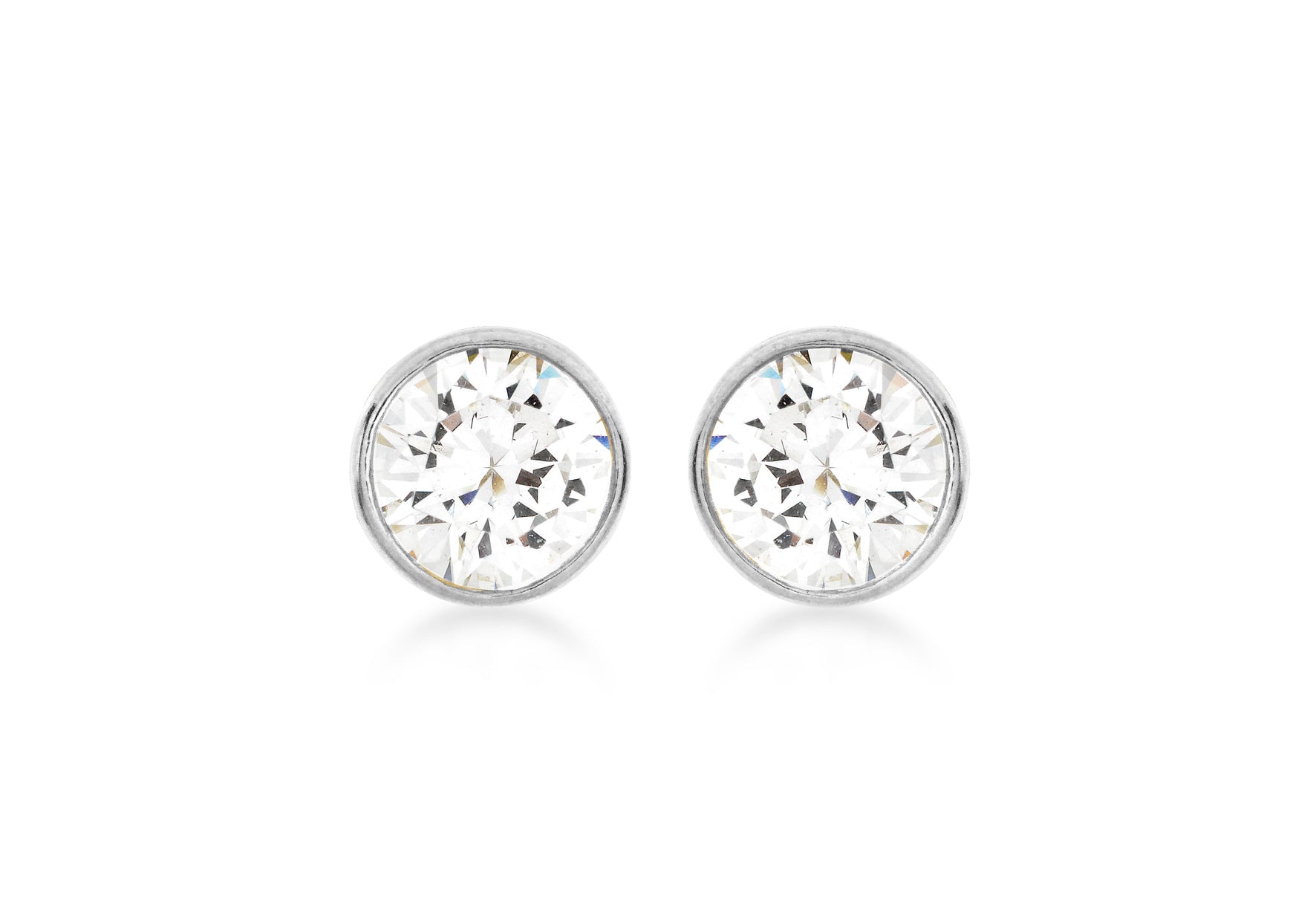 9ct White Gold 7mm Zirconia  Stud Earrings