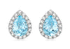 9ct White Gold 0.23t Diamond and Teardrop Blue Topaz 9mm x 11mm Stud Earrings