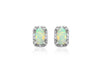 9ct White Gold 0.04ct Diamond & Opal Halo Stud Earrings