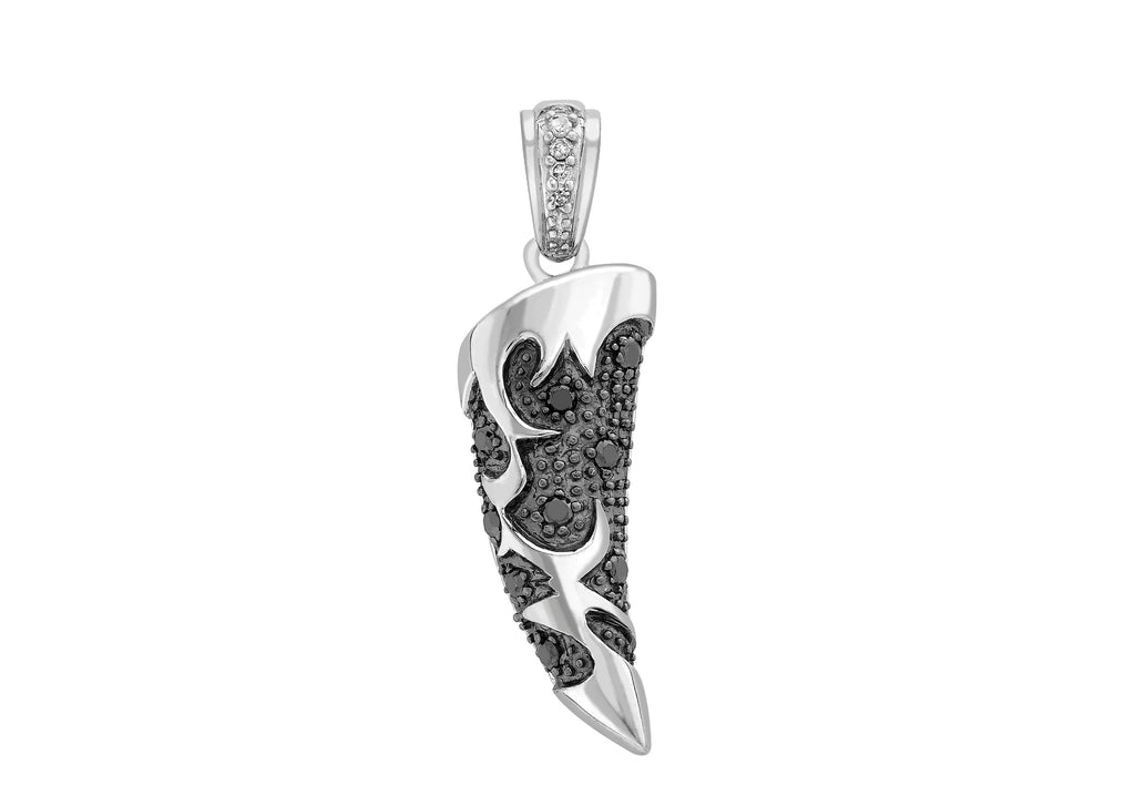 9ct White Gold 0.16t Black and White Diamond Horn Pendant