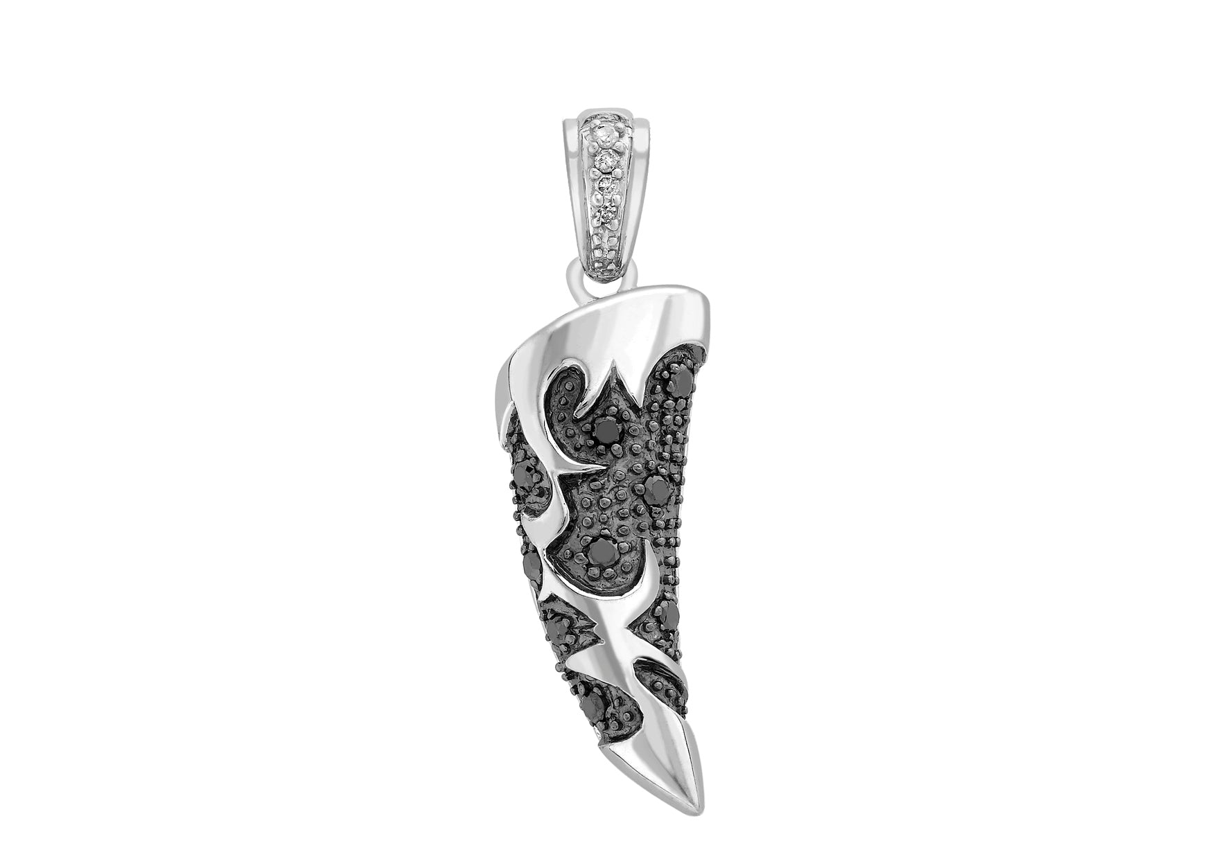 9ct White Gold 0.16t Black and White Diamond Horn Pendant