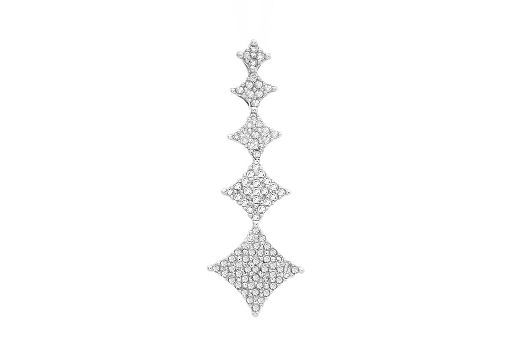 9ct White Gold 0.25t Pave Set Diamond Drop Pendant