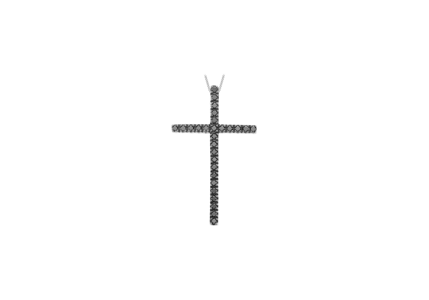 9ct White Gold 0.48t Black Diamond Cross Pendant