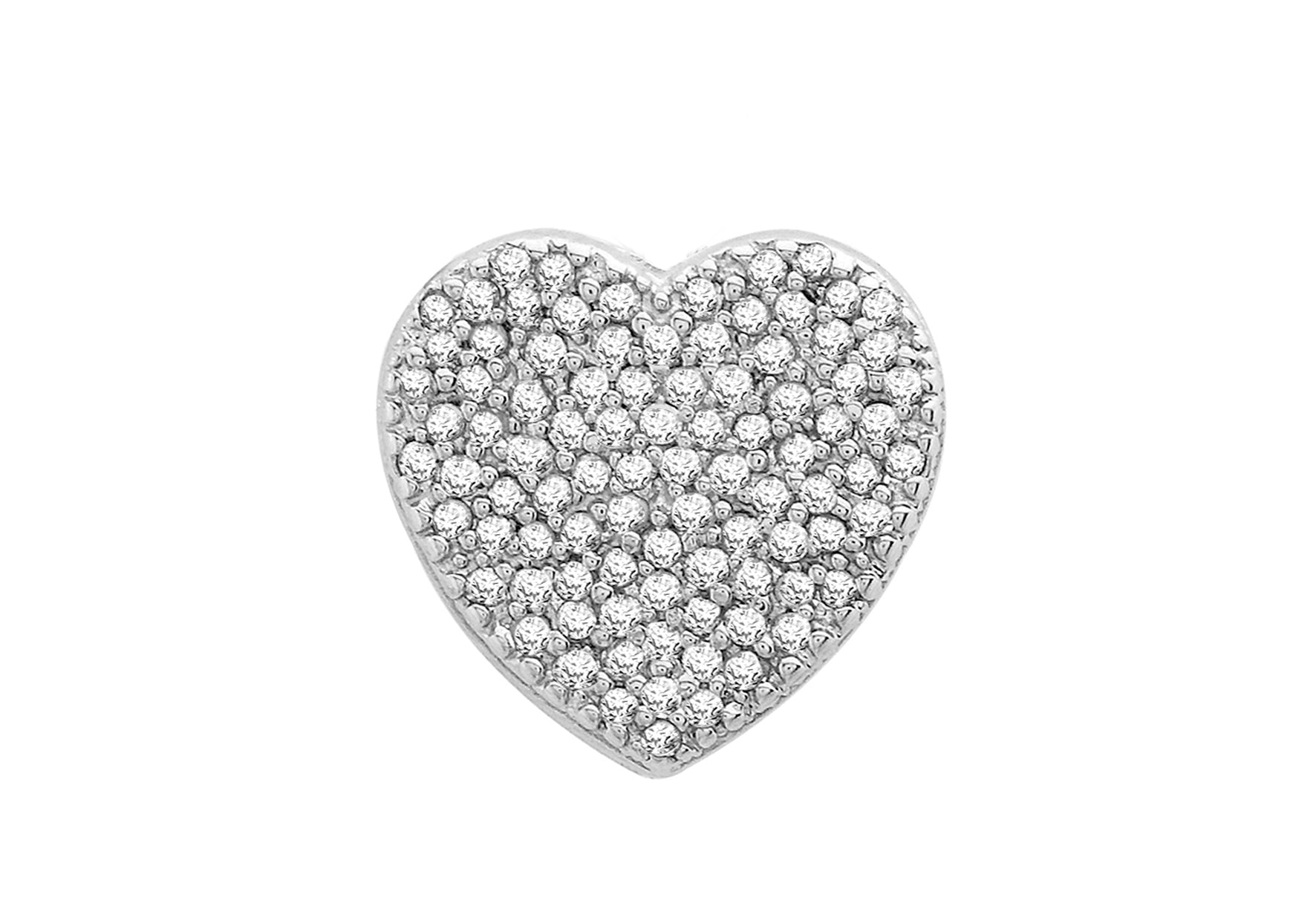 9ct White Gold 0.25t Pave Set Diamond 11mm x 11mm Heart Slider Pendant