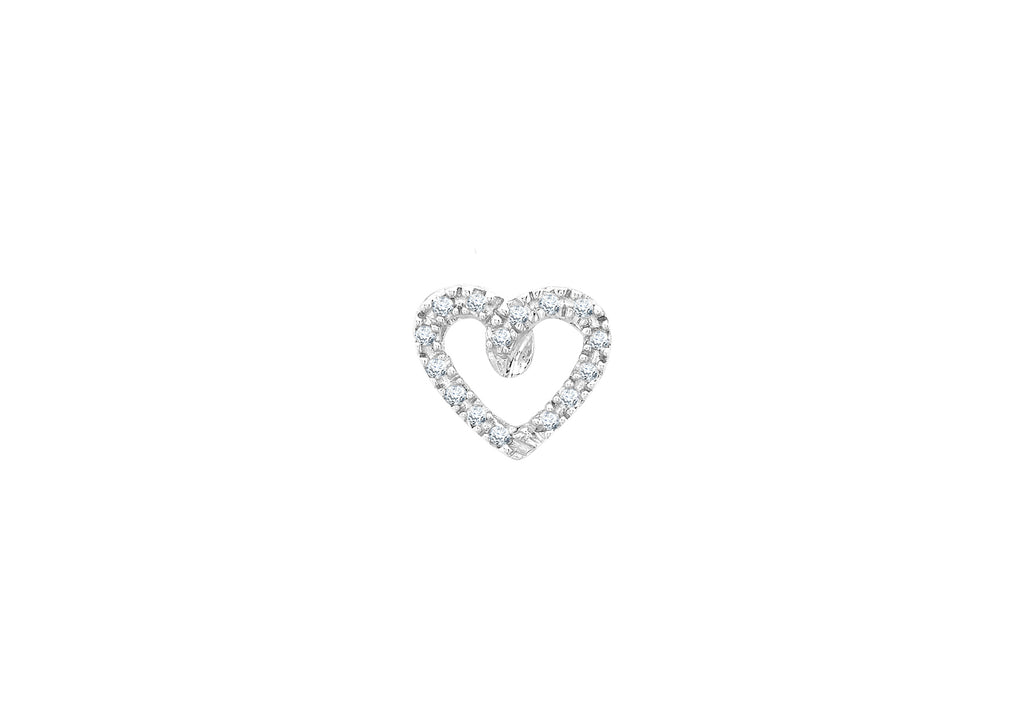9ct White Gold 0.07t Diamond Heart Slider Pendant