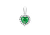 9ct White Gold Green and White Zirconia  Heart Pendant