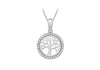 9ct White Gold Zirconia  12.8mm 'Tree of Life' Pendant