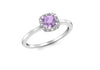 9ct White Gold 0.05t Diamond and Square Amethyst Ring