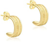 9ct Yellow Gold Diamond Cut Textured Half-Band Earrings