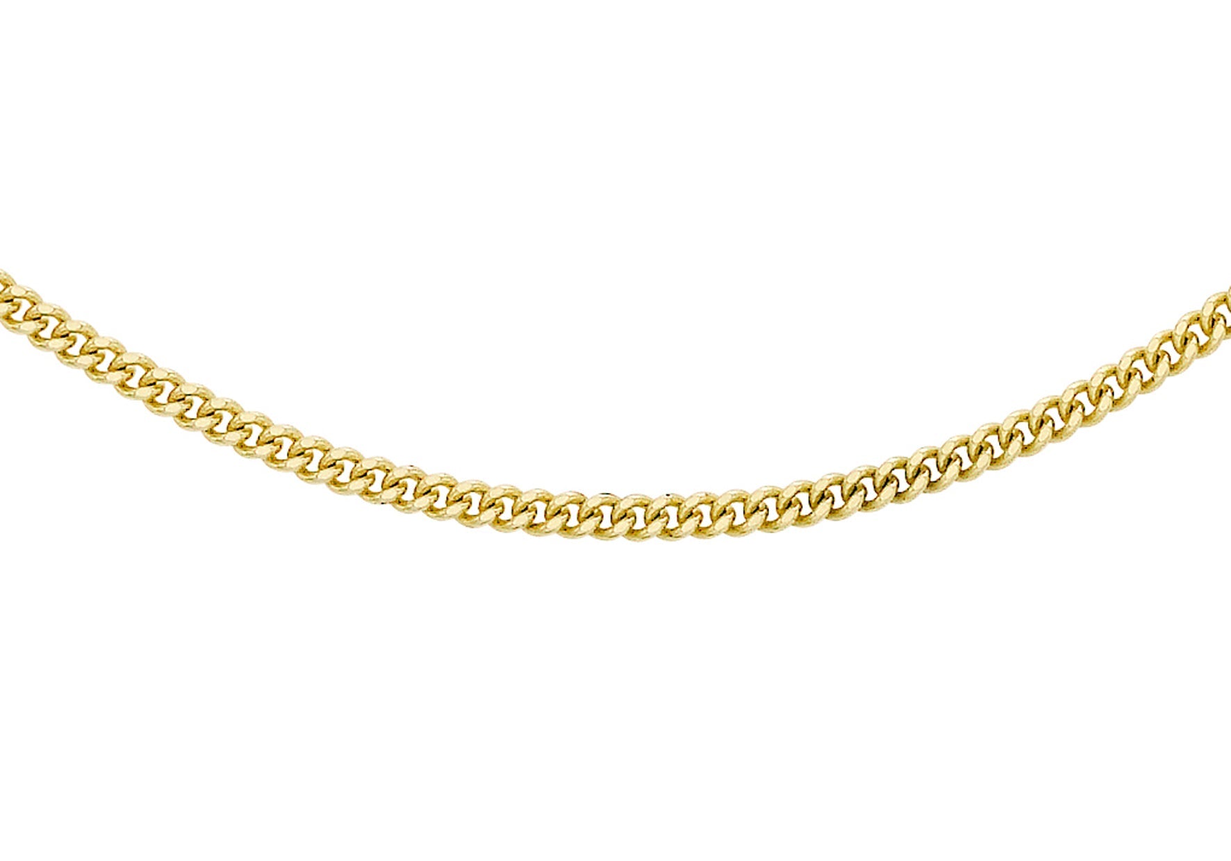 18ct Yellow Gold 30 Adjustable Slim Diamond Cut Curb Chain
