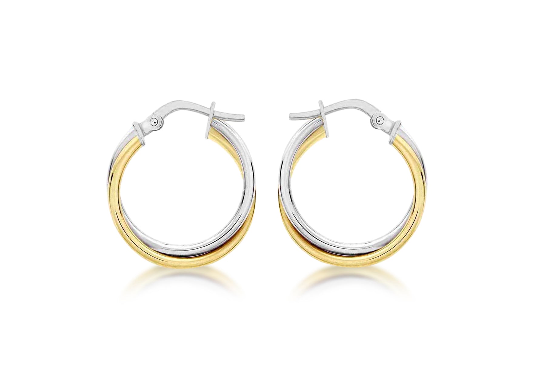 18ct 2-Colour Gold Double Tube Creole Earrings