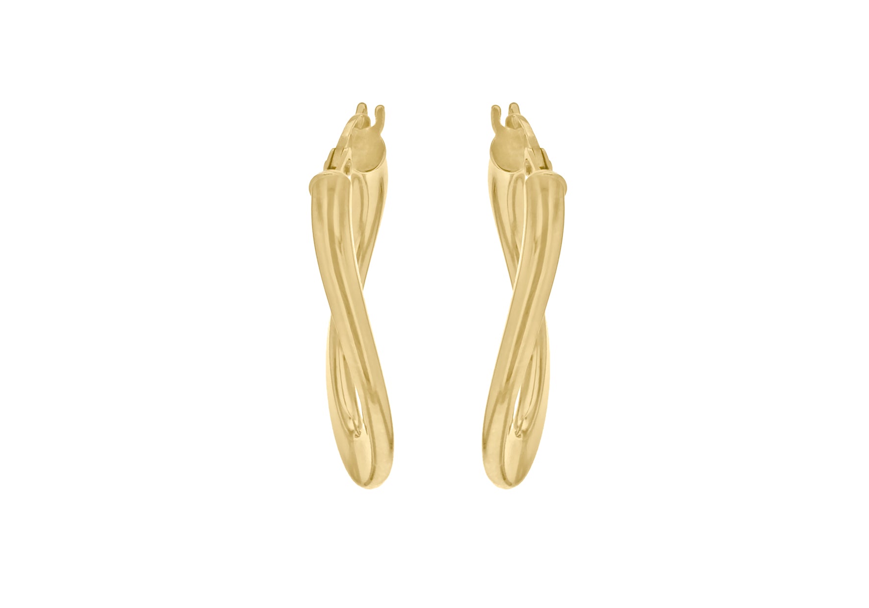 18ct Yellow Gold Plain Oval Twist Creole Earrings