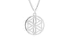 Sterling Silver Rhodium Plated Daisy Design Disc Pendant on Adjustable Chain Necklace  48m/18" - 51m/20"9